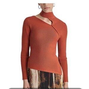DKNY Off-the-Shoulder Asymmetrical Orange Sweater Size Large